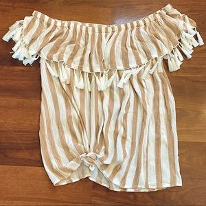 Off the shoulder Top with Tassels